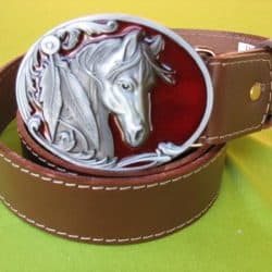 Leather belt in brown color