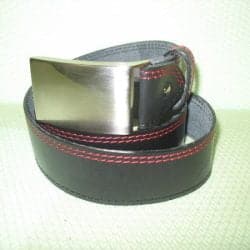 Unique leather belt with red seam